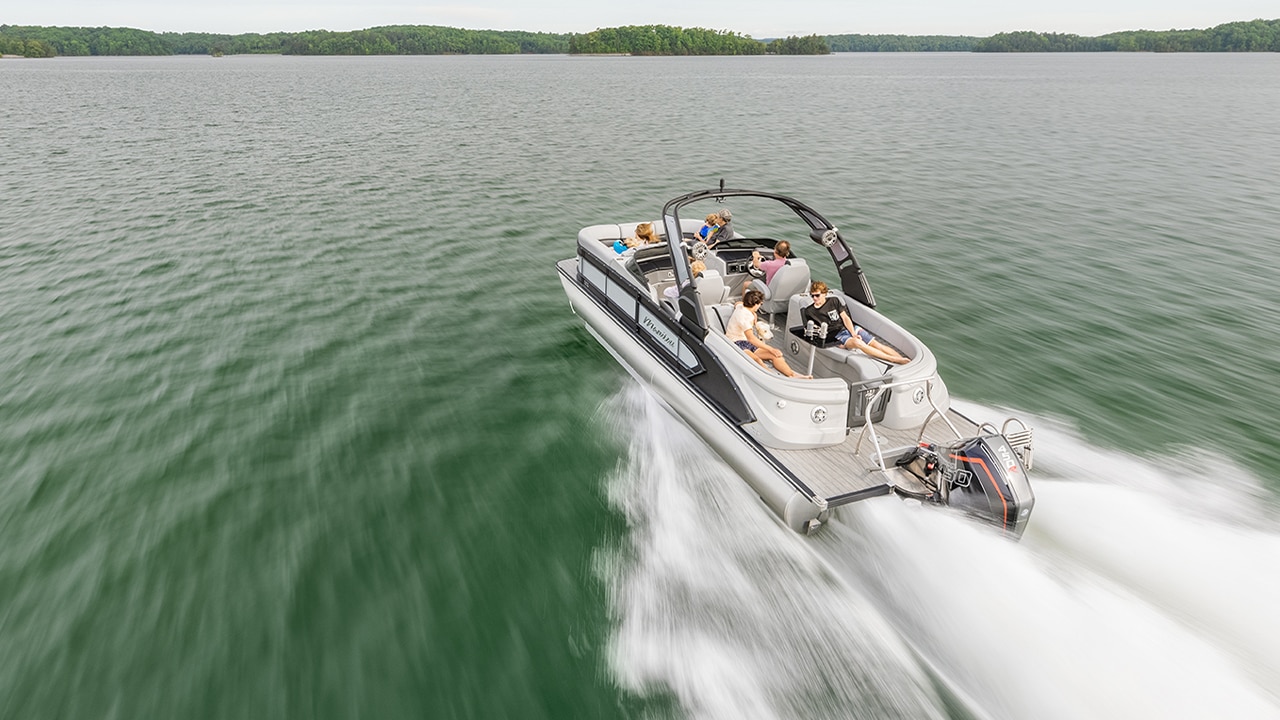 Quick acceleration with  Manitou Pontoon Boat