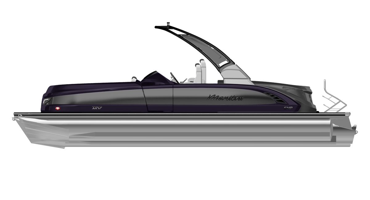 Profil latéral de bateau ponton Manitou XT Violet