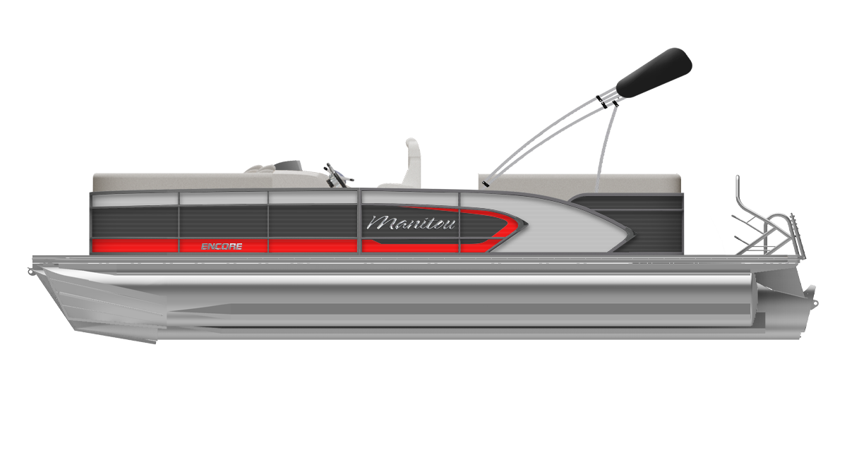 Grey - Red Manitou Encore Pontoon Boat Side Profile