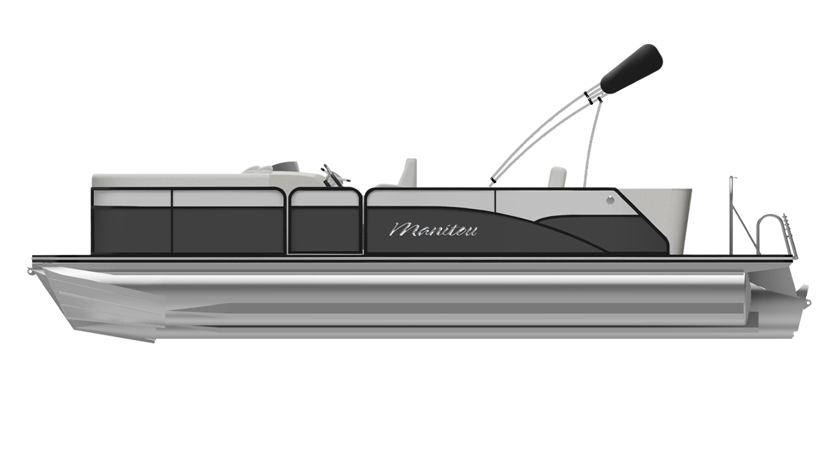 bateau ponton Oasis gris vu de profil