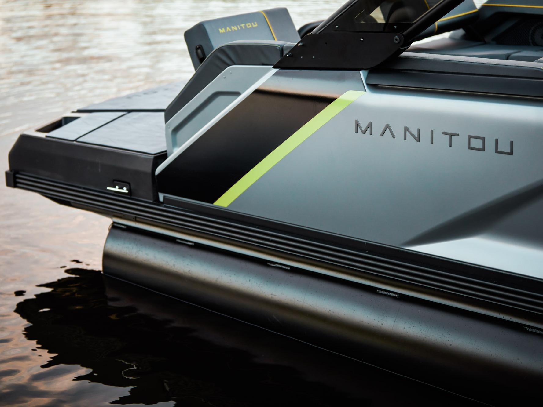 Side view of a 2023 Manitou Explore Pontoon Boat