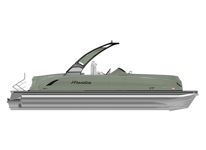Profil latéral de bateau ponton Manitou XT 2023 Vert Highland